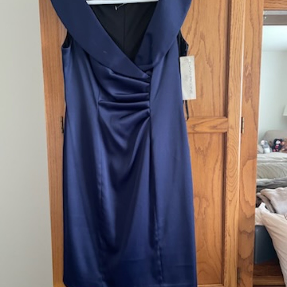 Deep Blue Satin Fabric Special Occssioan Dress